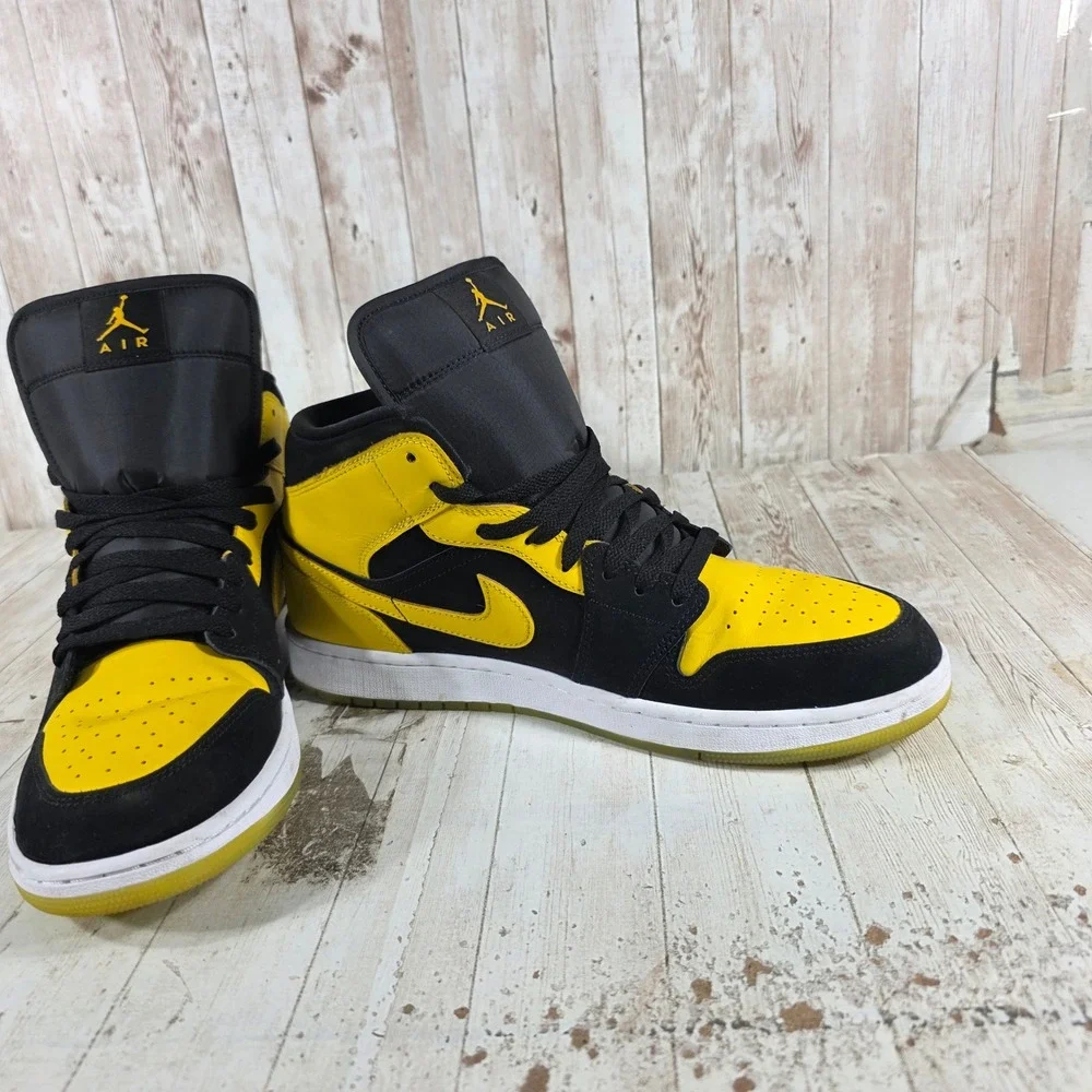 Nike Air Jordan 1 Mid Yellow Ochre Black Mens Sneakers HJ6654-071 Size 12